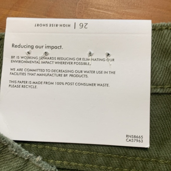 BR NWT Olive Green Mayfly Wash High rise Midweight Denim Shorts - Picture 6 of 9